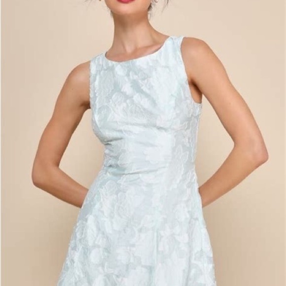 Lulus Dresses & Skirts - NWT Lulus Blue Exquisite Moments Floral Jacquard Sleeveless Mini Dress Size M